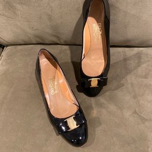 Black Patent Bow Low Flats